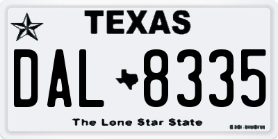 TX license plate DAL8335