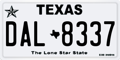 TX license plate DAL8337