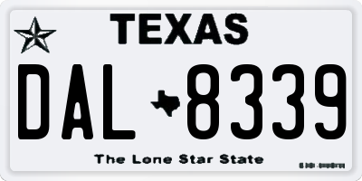 TX license plate DAL8339