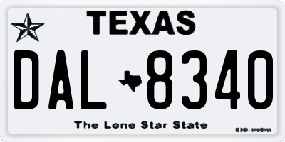 TX license plate DAL8340