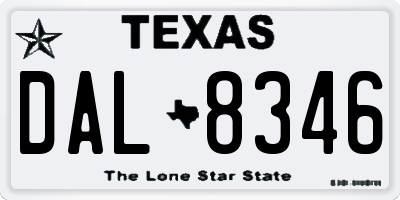TX license plate DAL8346