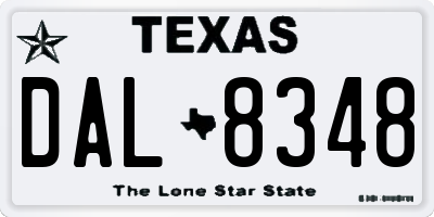 TX license plate DAL8348
