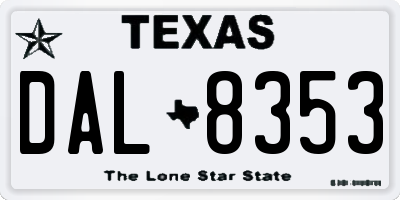 TX license plate DAL8353