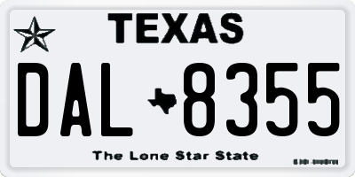 TX license plate DAL8355