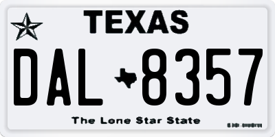 TX license plate DAL8357