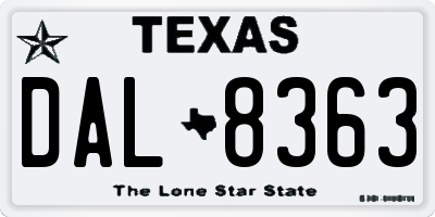 TX license plate DAL8363