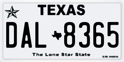 TX license plate DAL8365