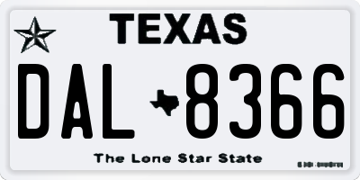 TX license plate DAL8366