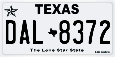 TX license plate DAL8372