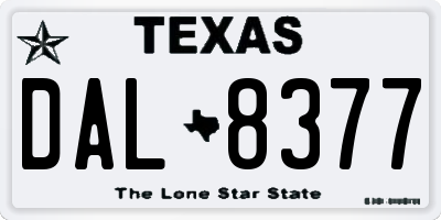 TX license plate DAL8377