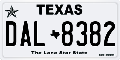TX license plate DAL8382