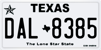 TX license plate DAL8385