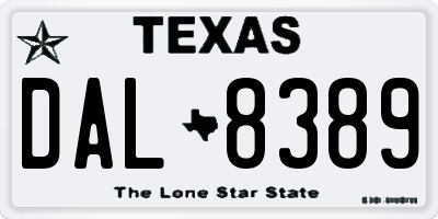 TX license plate DAL8389