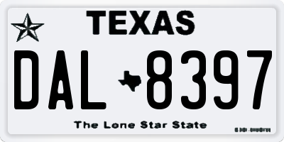 TX license plate DAL8397