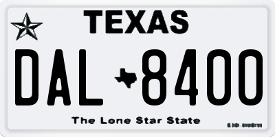 TX license plate DAL8400
