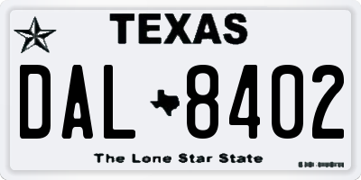 TX license plate DAL8402