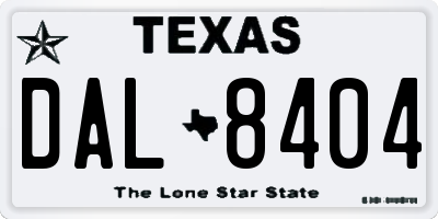 TX license plate DAL8404