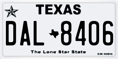 TX license plate DAL8406