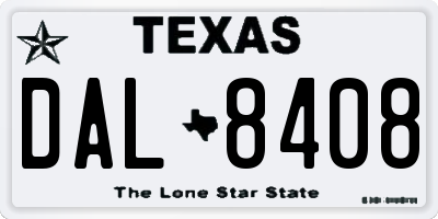 TX license plate DAL8408