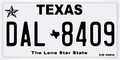 TX license plate DAL8409