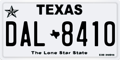 TX license plate DAL8410