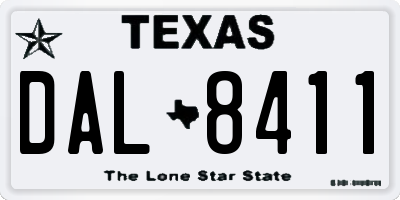 TX license plate DAL8411
