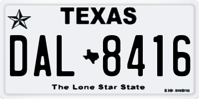 TX license plate DAL8416