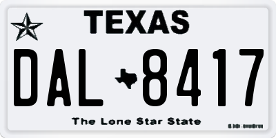 TX license plate DAL8417
