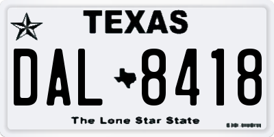 TX license plate DAL8418