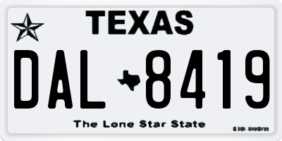 TX license plate DAL8419