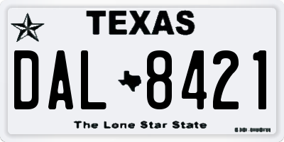 TX license plate DAL8421