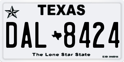 TX license plate DAL8424