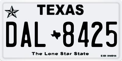 TX license plate DAL8425