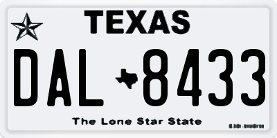 TX license plate DAL8433