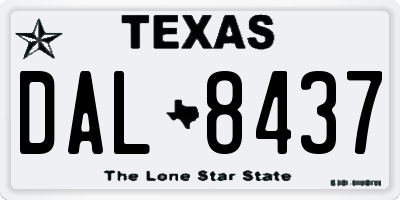 TX license plate DAL8437