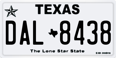 TX license plate DAL8438