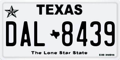 TX license plate DAL8439
