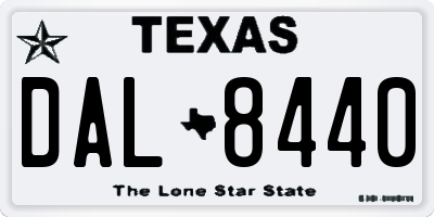 TX license plate DAL8440