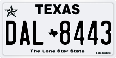 TX license plate DAL8443