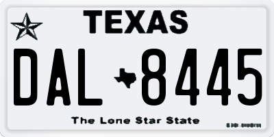 TX license plate DAL8445