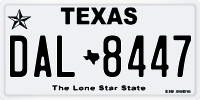 TX license plate DAL8447