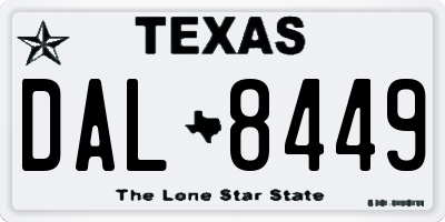 TX license plate DAL8449