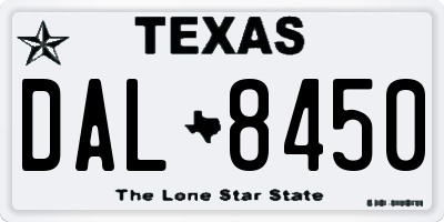 TX license plate DAL8450