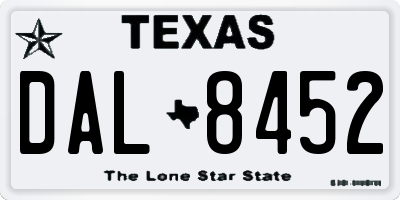 TX license plate DAL8452