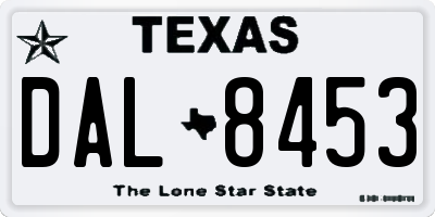 TX license plate DAL8453