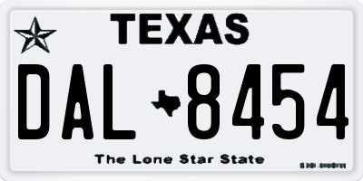 TX license plate DAL8454