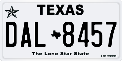 TX license plate DAL8457