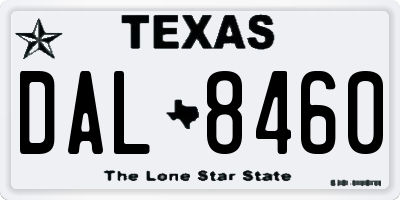 TX license plate DAL8460