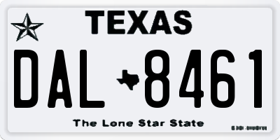 TX license plate DAL8461