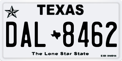 TX license plate DAL8462